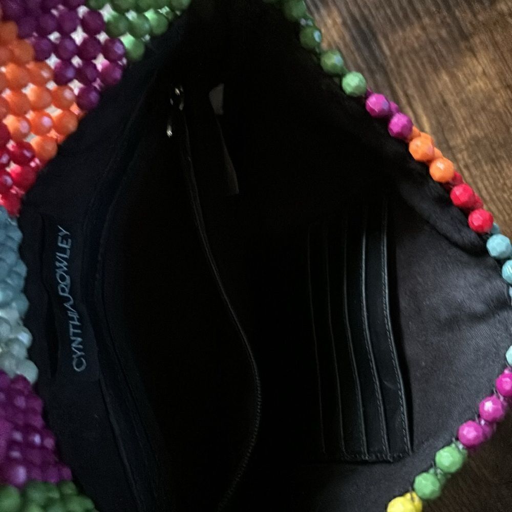 1970’s Cynthia Rowley Rainbow Stripe Beaded Multicolor Crossbody Ba.g - Picture 7 of 11